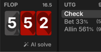 【GTO戦略解説】low (paired) board におけるCB戦略【UTG vs. BTN 3bet pot】【CB sizeは大きめに】